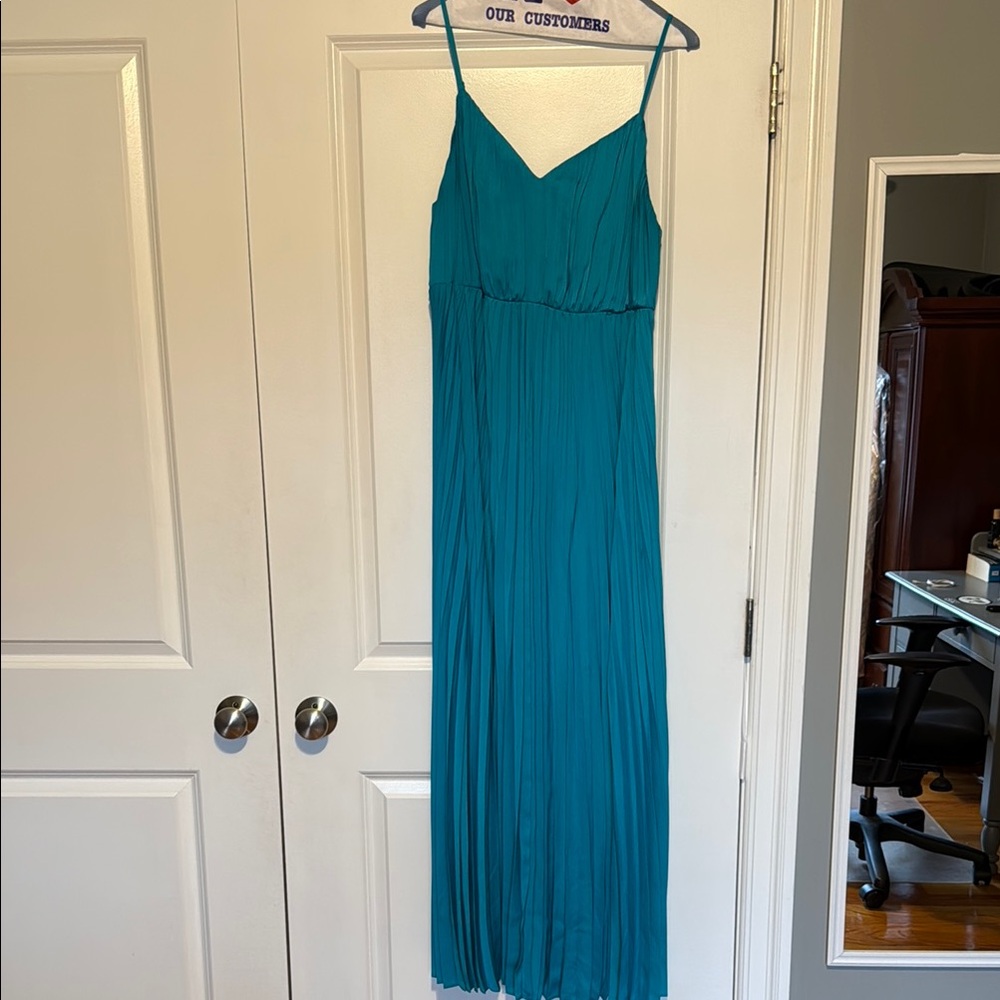 Express Teal Pleated Maxi Dress - Women's Elegant Slip Dress